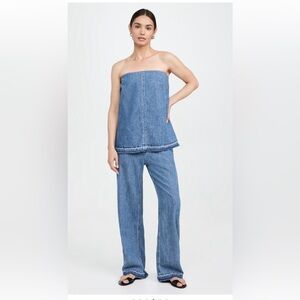 rag & bone Blue Denim Strapless Top and Pants Set